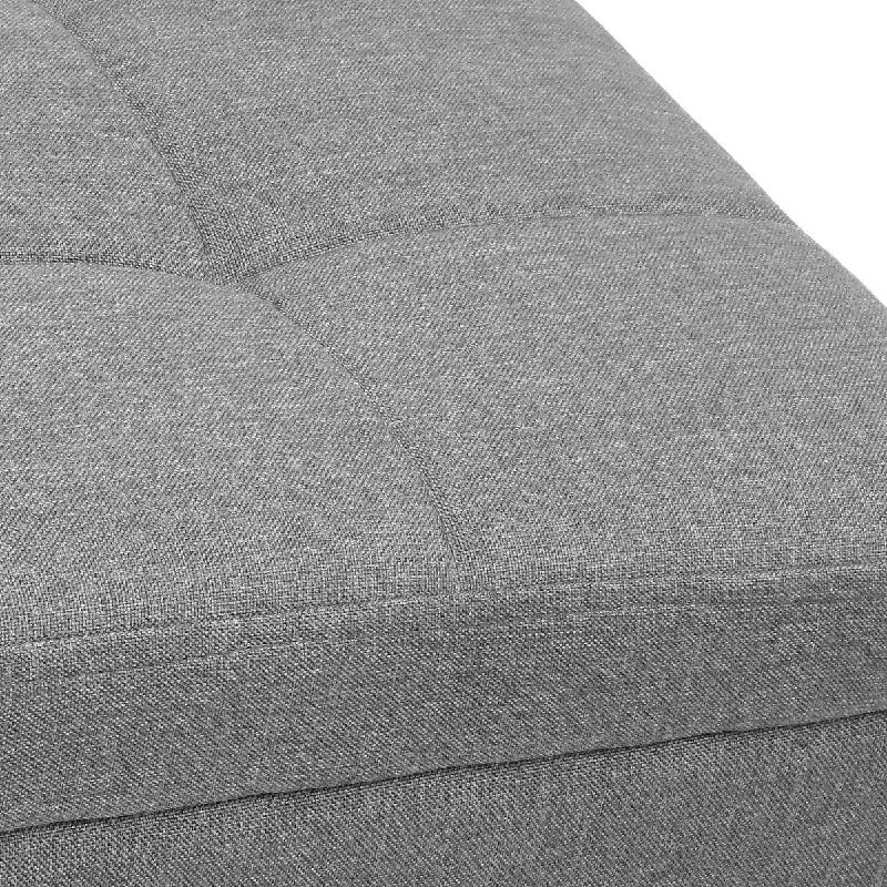 MoNiBloom Upholstered Tufted Linen Stool Lift Top Storage Ottoman Bench